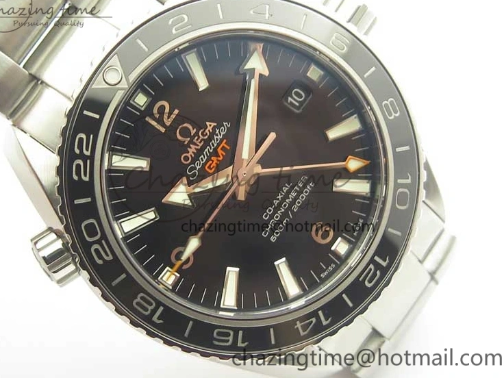 0312 Chic Planet Ocean 600M Co-Axial GMT 43.5mm VSF 1:1 Best Edition Black Dial Silver Markers on SS Bracelet A8605 Super Clone 8025